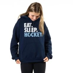 Hockey Hooded Sweatshirt - Eat. Sleep. Hockey. 13 Hockey Hooded Sweatshirt - Eat. Sleep. Hockey. -Sport Gift Store hk 04545 NAVY GIRLS