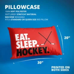 Hockey Pillowcase - Eat. Sleep. Hockey. -Sport Gift Store hk 04607 RED DETAILS