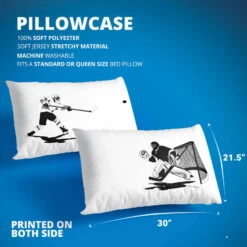Hockey Pillowcase Set - Go For The Goal -Sport Gift Store hk 04630 BLACKWHITE DETAILS