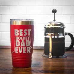 Hockey 20 Oz. Double Insulated Tumbler - Best Dad Ever -Sport Gift Store hk 04703 RED COFFEE