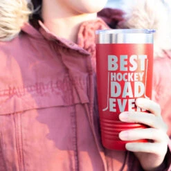 Hockey 20 Oz. Double Insulated Tumbler - Best Dad Ever -Sport Gift Store hk 04703 RED MODEL