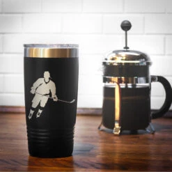 Hockey 20 Oz. Double Insulated Tumbler - Player -Sport Gift Store hk 04709 BLACK COFFEE