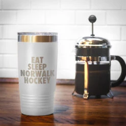 Hockey 20 Oz. Double Insulated Tumbler - Personalized Eat Sleep Hockey -Sport Gift Store hk 04712 WHITE COFFEE