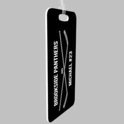 Hockey Bag/Luggage Tag - Personalized Text With Crossed Sticks -Sport Gift Store hk 04926 BLACKGRAY ALLPROFILE