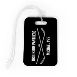 Hockey Bag/Luggage Tag - Personalized Text With Crossed Sticks