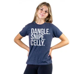 Hockey Short Sleeve T-Shirt - Dangle Snipe Celly Words -Sport Gift Store hk 04987 NAVY GIRLS