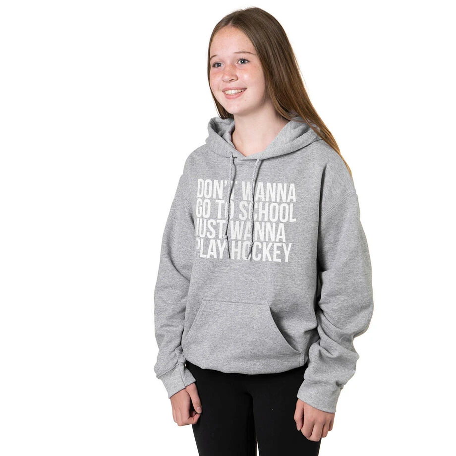 Hockey Hooded Sweatshirt - Don't Wanna Go To School 5 Hockey Hooded Sweatshirt - Don't Wanna Go To School - Image 3