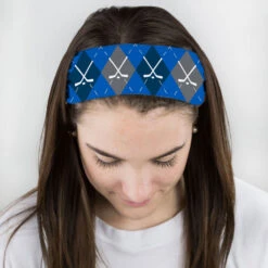 Hockey Multifunctional Headwear - Hockey Sticks Argyle Pattern RokBAND -Sport Gift Store hk 05294 BLUE FEMALE1