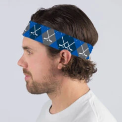 Hockey Multifunctional Headwear - Hockey Sticks Argyle Pattern RokBAND -Sport Gift Store hk 05294 BLUE MALE2