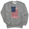 Hockey Crewneck Sweatshirt - American Flag -Sport Gift Store hk 05300 GRAY FLAT