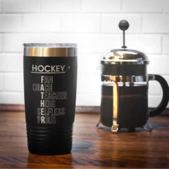 Hockey 20 Oz. Double Insulated Tumbler - Hockey Father Words -Sport Gift Store hk 05305 BLACK COFFEE