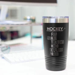Hockey 20 Oz. Double Insulated Tumbler - Hockey Father Words -Sport Gift Store hk 05305 BLACK DESK
