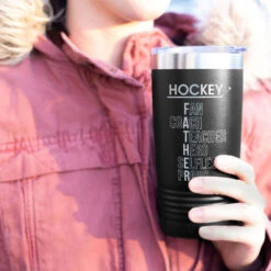 Hockey 20 Oz. Double Insulated Tumbler - Hockey Father Words -Sport Gift Store hk 05305 BLACK MODEL