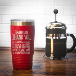 Hockey 20 Oz. Double Insulated Tumbler - Dear Dad -Sport Gift Store hk 05307 RED COFFEE