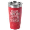 Hockey 20 Oz. Double Insulated Tumbler - Dear Dad -Sport Gift Store hk 05307 RED MAIN