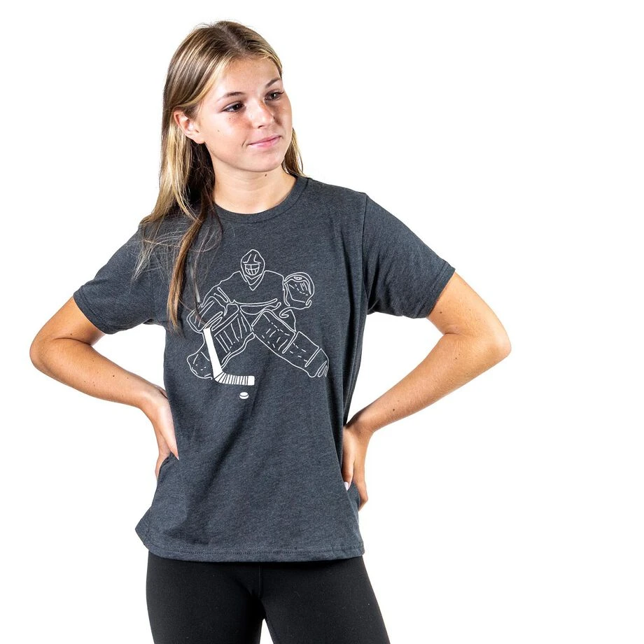Hockey Short Sleeve T-Shirt - Hockey Goalie Sketch 5 Hockey Short Sleeve T-Shirt - Hockey Goalie Sketch - Image 3