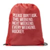 Hockey Drawstring Backpack - All Weekend Hockey -Sport Gift Store hk 05488 RED MAIN