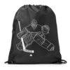 Hockey Drawstring Backpack - Hockey Goalie Sketch -Sport Gift Store hk 05489 BLACK MAIN