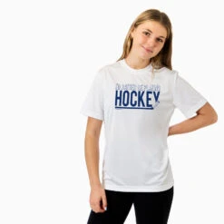 Hockey Short Sleeve Performance Tee - I'd Rather Be Playing Hockey -Sport Gift Store hk 05617 WHITE MODEL F