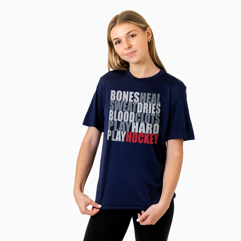 Hockey Short Sleeve Performance Tee - Bones Saying 5 Hockey Short Sleeve Performance Tee - Bones Saying - Image 3