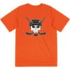 Hockey Short Sleeve Performance Tee - Hockey Helmet Skull -Sport Gift Store hk 05632 ORANGE FLAT