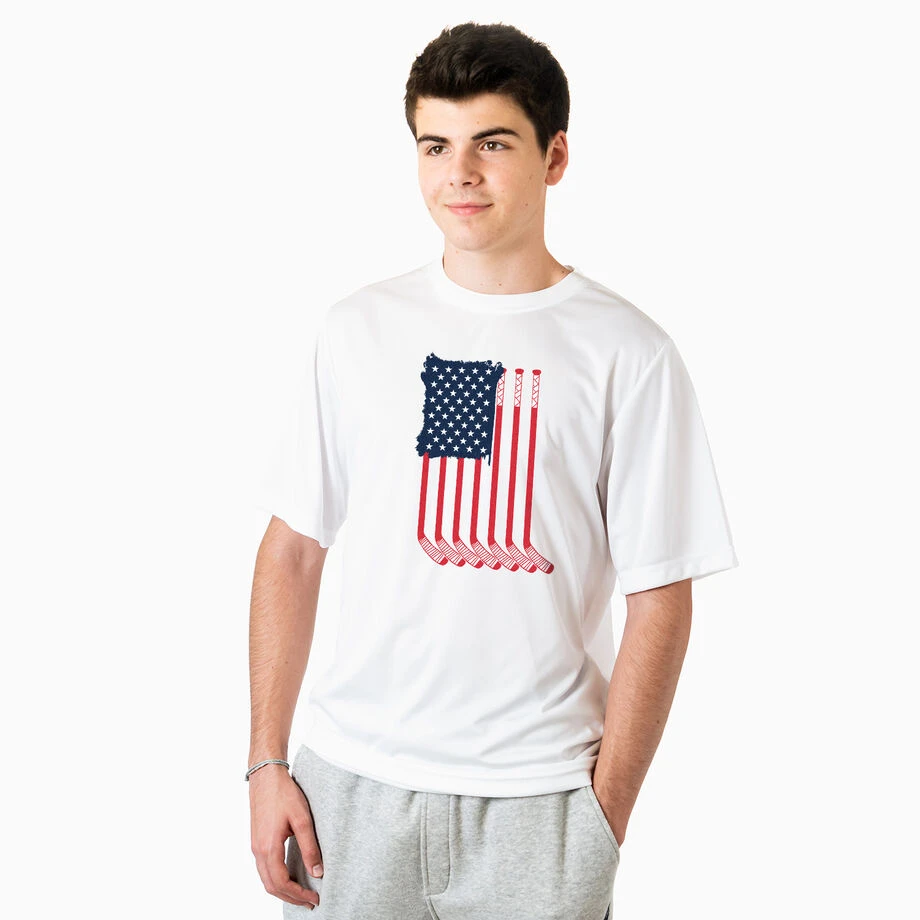 Hockey Short Sleeve Performance Tee - American Flag 4 Hockey Short Sleeve Performance Tee - American Flag - Image 2