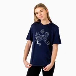 Hockey Short Sleeve Performance Tee - Hockey Goalie Sketch 9 Hockey Short Sleeve Performance Tee - Hockey Goalie Sketch -Sport Gift Store hk 05653 NAVY MODEL F