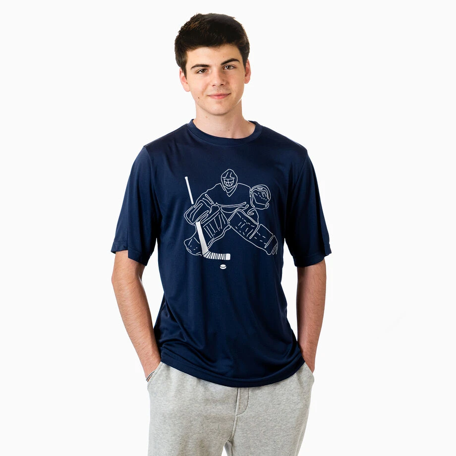 Hockey Short Sleeve Performance Tee - Hockey Goalie Sketch 4 Hockey Short Sleeve Performance Tee - Hockey Goalie Sketch - Image 2
