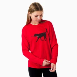 Hockey Long Sleeve Performance Tee - Howe The Hockey Dog -Sport Gift Store hk 05661 RED MODEL F