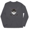 Hockey Long Sleeve Performance Tee - Hockey Helmet Skull -Sport Gift Store hk 05686 GRAPHITE FLAT