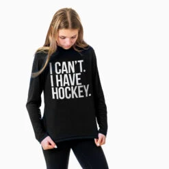 Hockey Long Sleeve Performance Tee - I Can't. I Have Hockey 9 Hockey Long Sleeve Performance Tee - I Can't. I Have Hockey -Sport Gift Store hk 05698 BLACK MODEL F