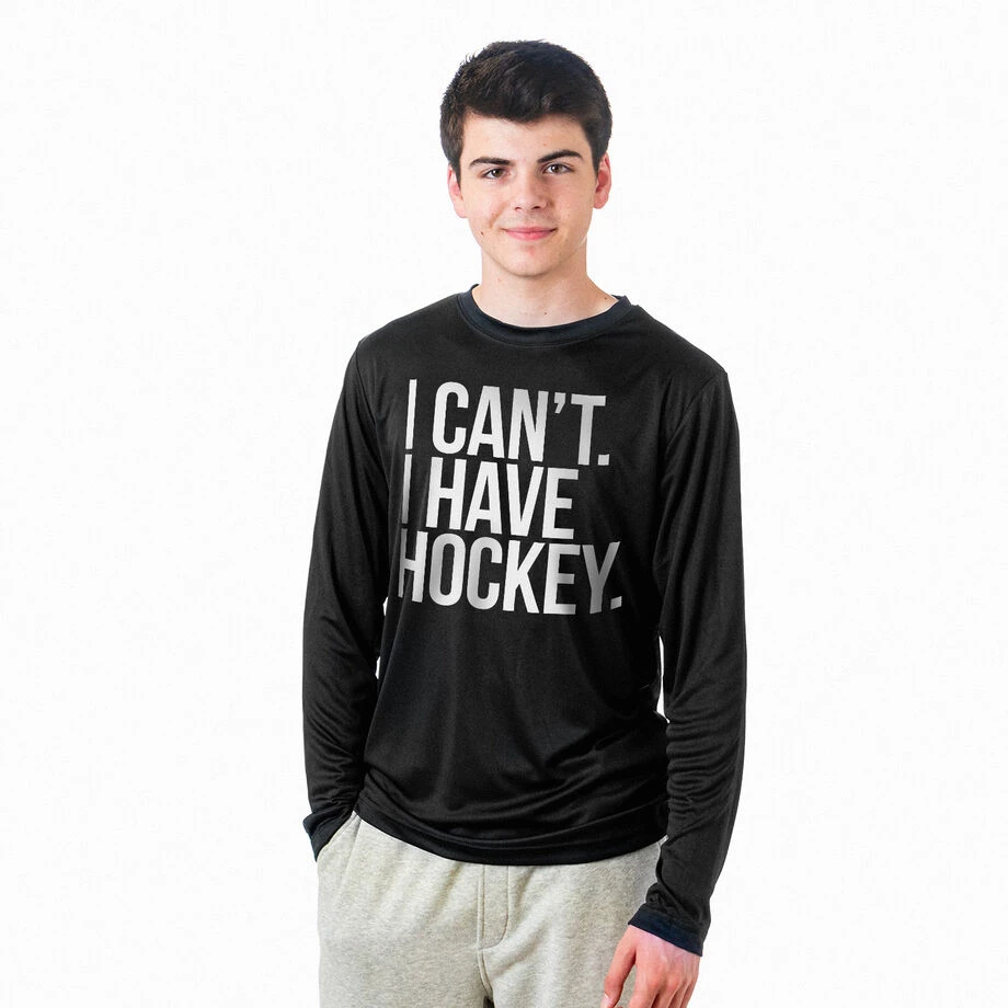 Hockey Long Sleeve Performance Tee - I Can't. I Have Hockey 4 Hockey Long Sleeve Performance Tee - I Can't. I Have Hockey - Image 2