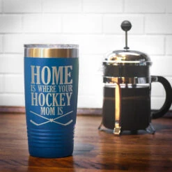 Hockey 20oz. Double Insulated Tumbler - Home Is Where Your Hockey Mom Is -Sport Gift Store hk 05757 ROYAL COFFEE
