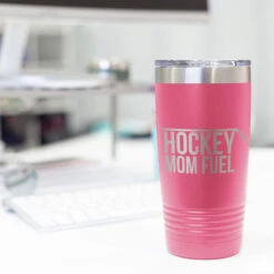 Hockey 20oz. Double Insulated Tumbler - Hockey Mom Fuel -Sport Gift Store hk 05763 PINK DESK