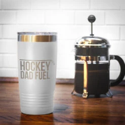 Hockey 20oz. Double Insulated Tumbler - Hockey Dad Fuel -Sport Gift Store hk 05764 WHITE COFFEE