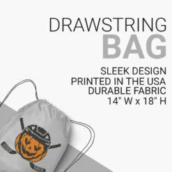 Hockey Drawstring Backpack - Helmet Pumpkin -Sport Gift Store hk 05815 GRAY DETAILS