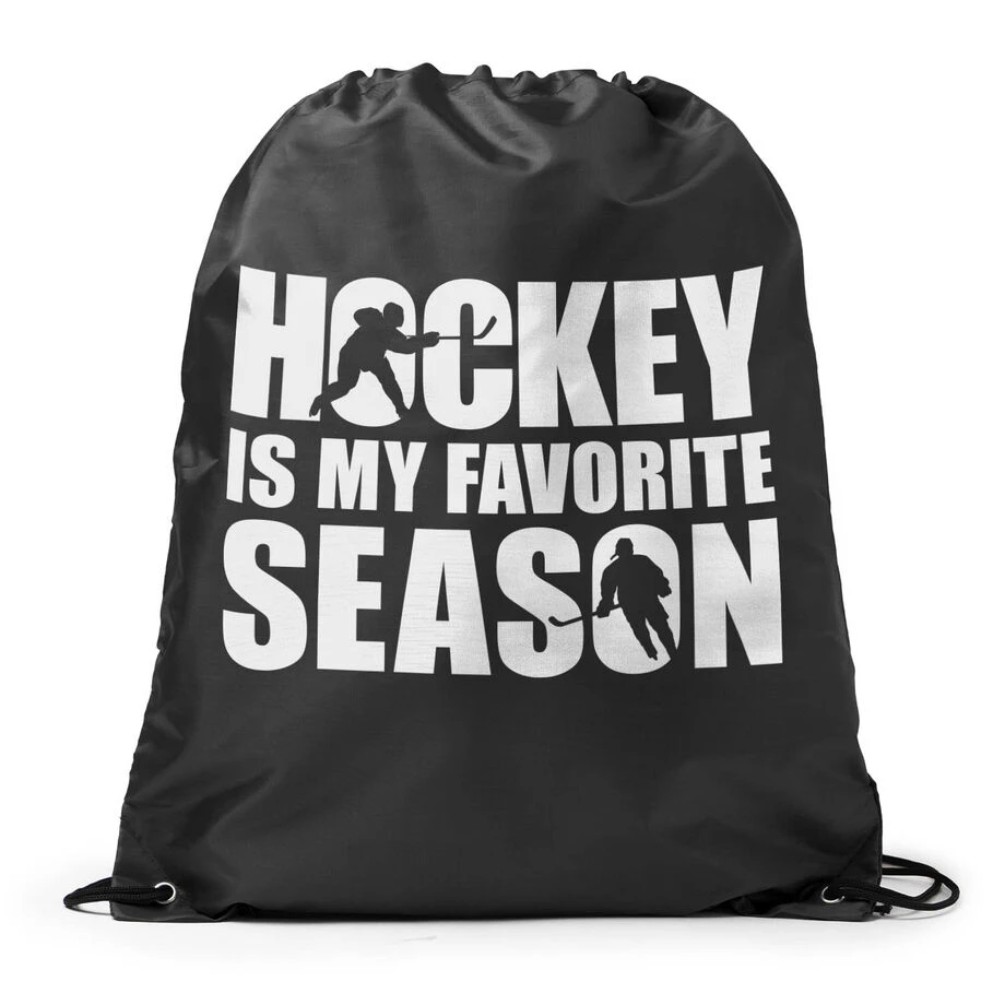 Hockey Drawstring Backpack - Hockey Is My Favorite Season 3 Hockey Drawstring Backpack - Hockey Is My Favorite Season