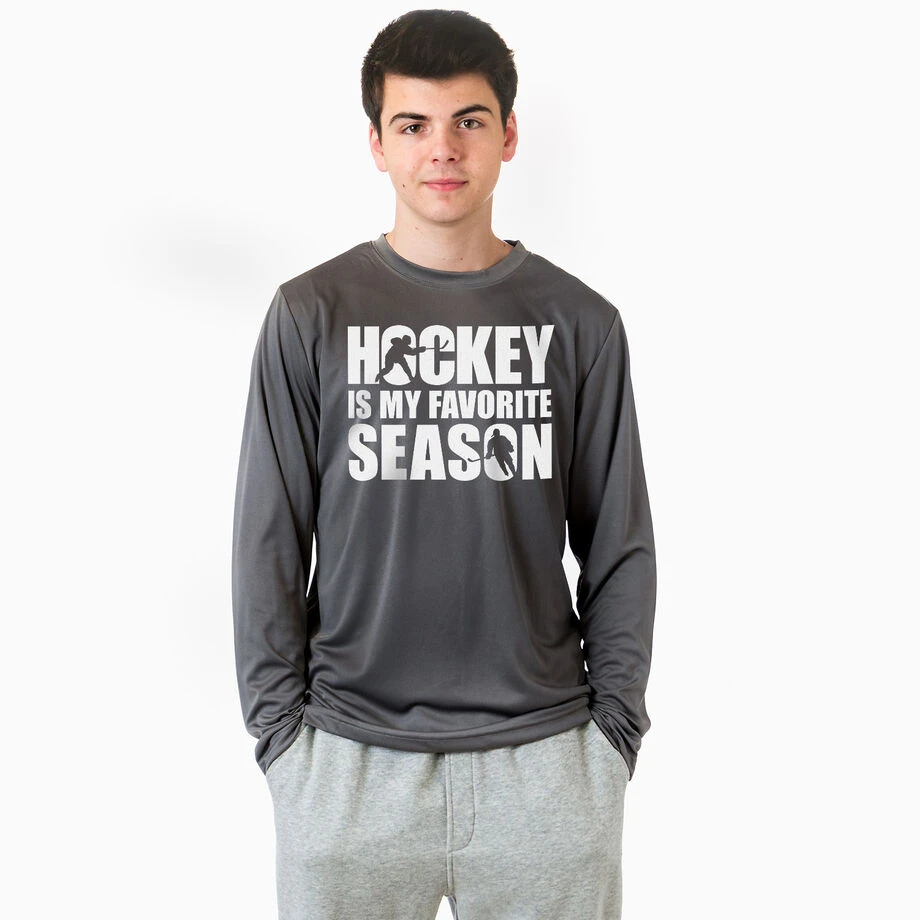 Hockey Long Sleeve Performance Tee - Hockey Is My Favorite Season 4 Hockey Long Sleeve Performance Tee - Hockey Is My Favorite Season - Image 2