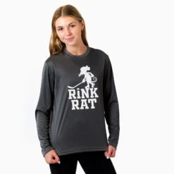 Hockey Long Sleeve Performance Tee - Rink Rat -Sport Gift Store hk 05905 GRAPHITE MODEL F