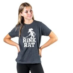Hockey Short Sleeve T-Shirt - Rink Rat -Sport Gift Store hk 05907 CHARCOAL GIRLS