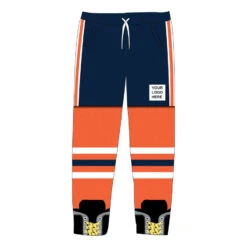 Custom Team Hockey Lounge Pants - Player -Sport Gift Store hk 06059 BLUEORANGEWHITE ED LOGO