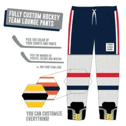 Custom Team Hockey Lounge Pants - Player -Sport Gift Store hk 06059 CUSTOM 2 LOGO