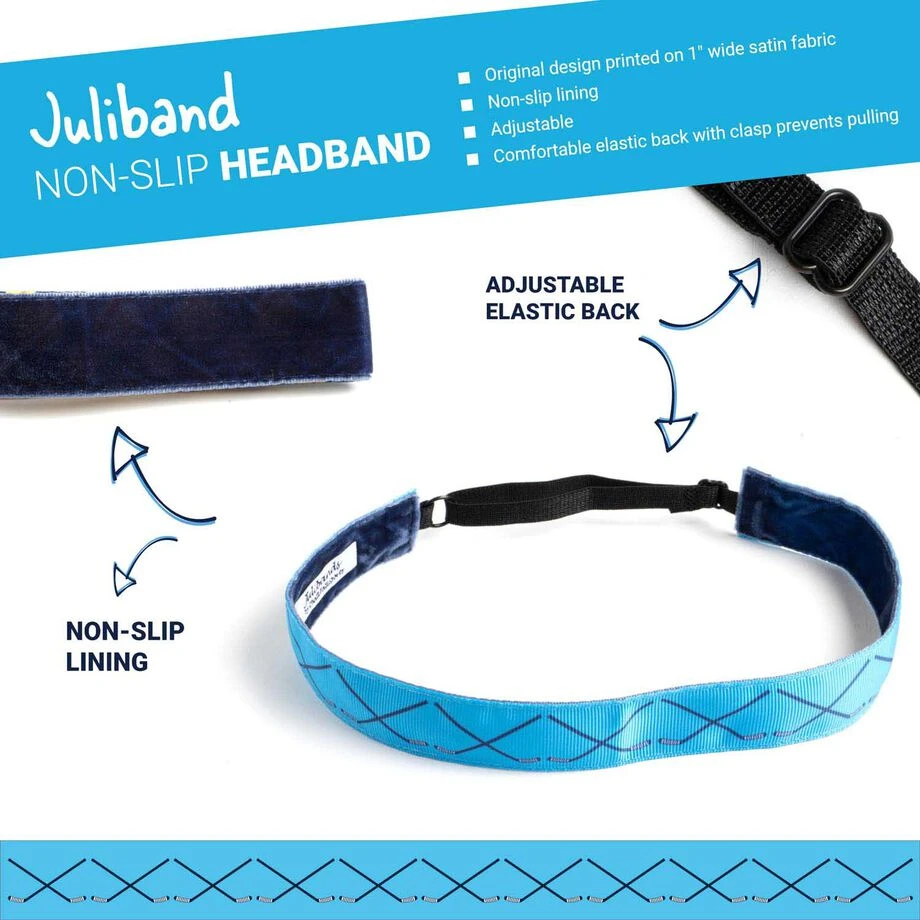 Hockey Juliband Non-Slip Headband - Hockey Crossed Sticks Blue 4 Hockey Juliband Non-Slip Headband - Hockey Crossed Sticks Blue - Image 2