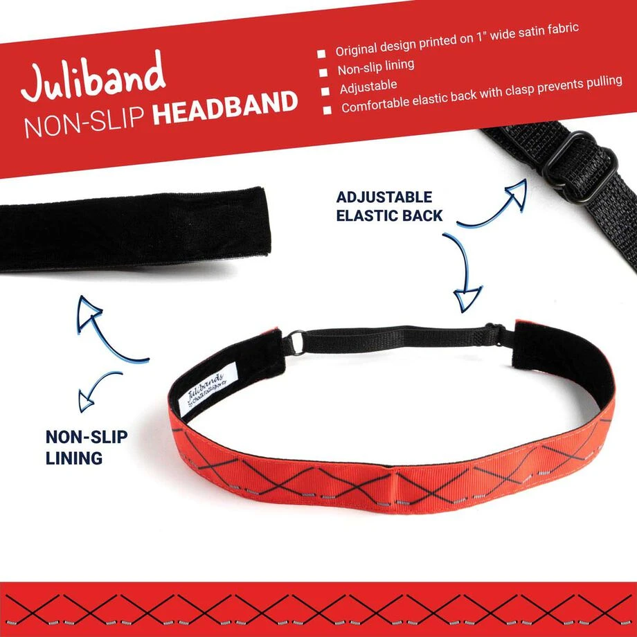 Hockey Juliband Non-Slip Headband - Hockey Crossed Sticks Red 4 Hockey Juliband Non-Slip Headband - Hockey Crossed Sticks Red - Image 2