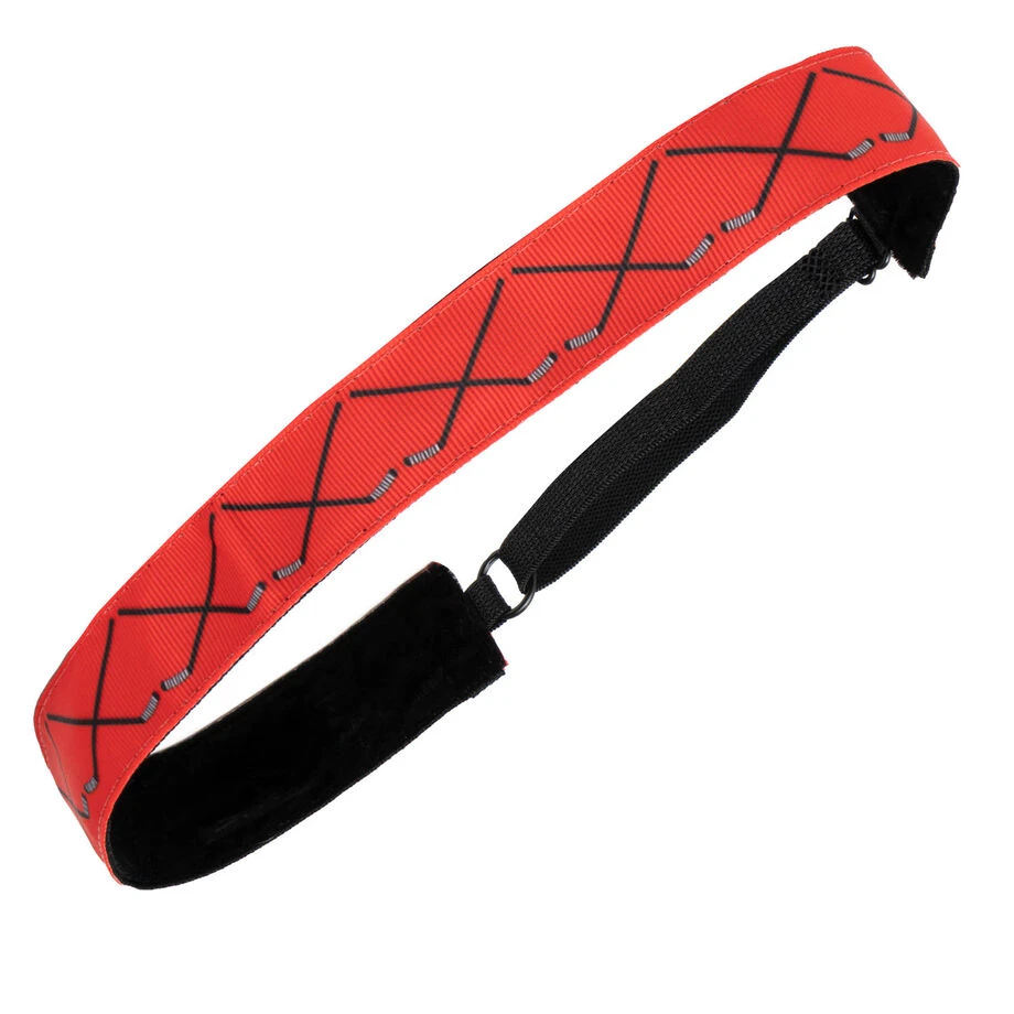 Hockey Juliband Non-Slip Headband - Hockey Crossed Sticks Red 3 Hockey Juliband Non-Slip Headband - Hockey Crossed Sticks Red