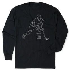 Hockey Tshirt Long Sleeve - Hockey Player Sketch