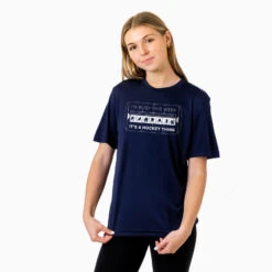 Hockey Short Sleeve Performance Tee - 24-7 Hockey -Sport Gift Store hk 06175 NAVY MODEL F
