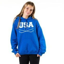 Hockey Hooded Sweatshirt - USA Hockey 13 Hockey Hooded Sweatshirt - USA Hockey -Sport Gift Store hk 06241 ROYAL GIRLS
