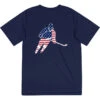 Hockey Short Sleeve Performance Tee - Hockey Stars And Stripes Player -Sport Gift Store hk 06258 NAVY MAIN