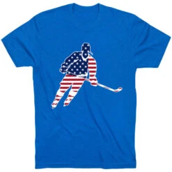 Hockey T-Shirt Short Sleeve - Hockey Stars And Stripes Player